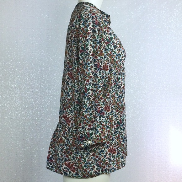Zara Basic Floral Pattern Button Collar Blouse M - Picture 4 of 7